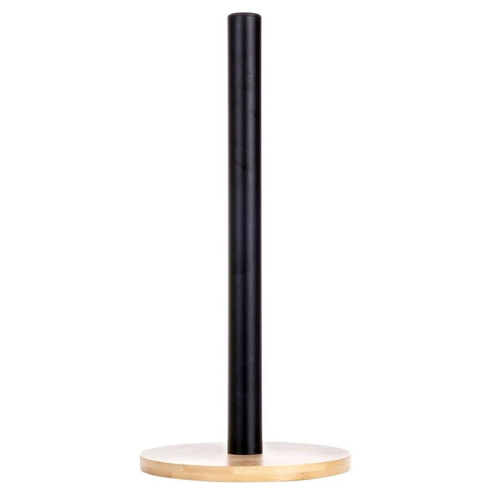 Black Metal Bamboo Kitchen Rack For Paper Towels
