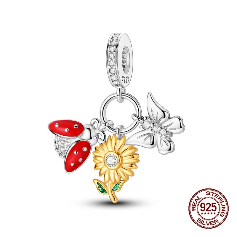 Compatible With 3MM Authentic Bracelets copper Colorful Dragonfly Flower Gem Butterfly Charm Bead Charms Bead Charms Fine Do It Yourself Jewellery Mak