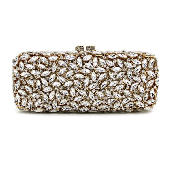

WHTUOHENG Blue Rhinestone Silver Metal Evening Clutch Purse For Women Crystal Wedding Bridal Handbag Diamond Party Prom Clutches 19cmX12cmX5.5cm
