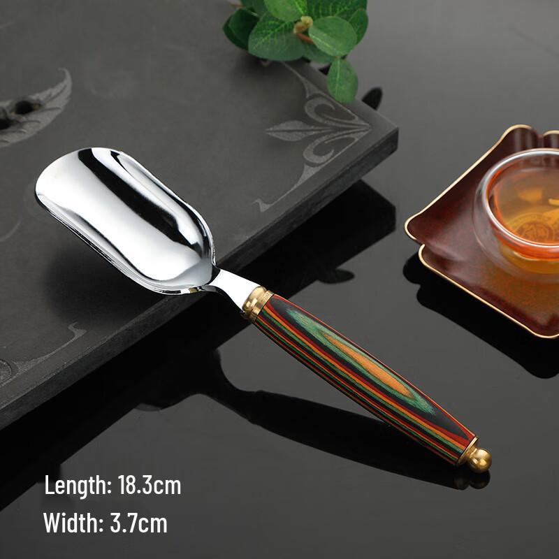 Stainless Steel Tea Leaf Spoon with Ebony Handle