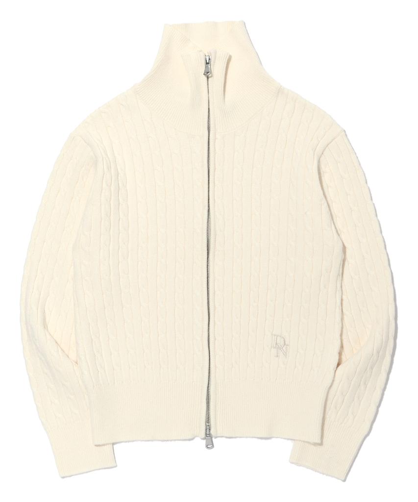 DISTN9NE High-Neck Knit Zip-Up Ivory (Lp5Sf506-003)