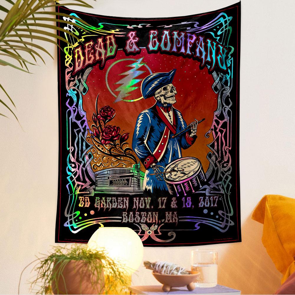 Dead and Company Tapestry Wall Hanging, 2017 Boston Concert Poster Art, Retro Wall Decor for Bedroom Living Room Dorm