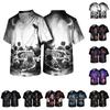 Men's Halloween Print Scrub Top V-Neck with Pockets Comfort Fit for Work