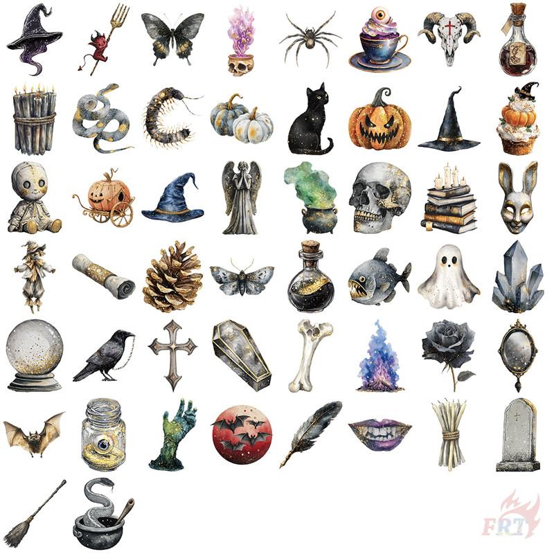 50Pcs/Set Retro Magic Art. Halloween PET Stickers Waterproof DIY Fashion Doodle Decals Stickers