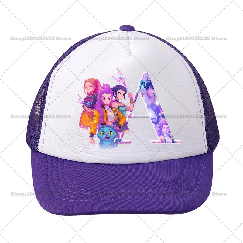 Kpop Demon Hunters Girl Baseball Cap Kawaii Sun Hat Parent Child Couple Casual Outdoor Hats Peaked Birthday Gift 26letters Round Sensory Compression