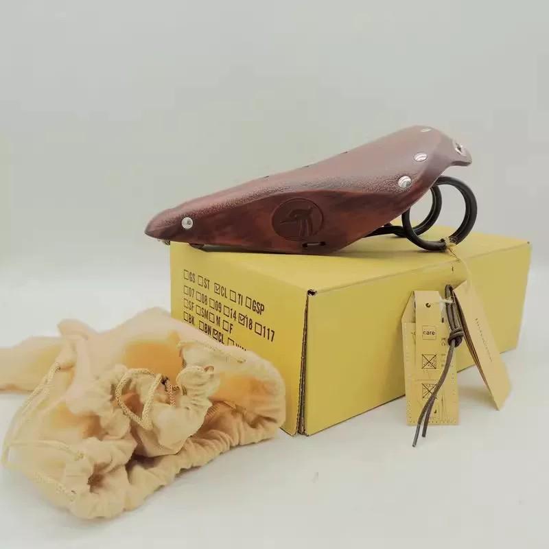 Raleigh Vintage Bicycle Saddle Thick Genuine Leather Road Mountain Bike Seat Brown