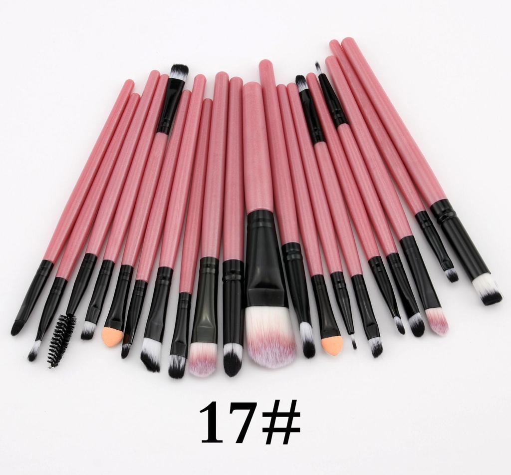 20-Piece Eye Makeup Brush Set: Includes Eyebrow, Foundation, Eyeshadow, Lip, and Contour Brushes.