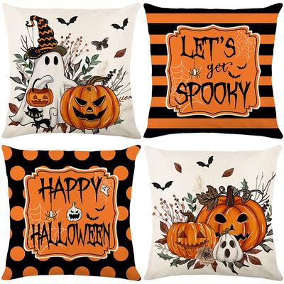 1 pièce Housse de Coussin Halloween Motif Citrouille Fantôme Taie d'Oreiller Convient pour la Décoration du Salon Chambre Festival Cadeaux de Festival