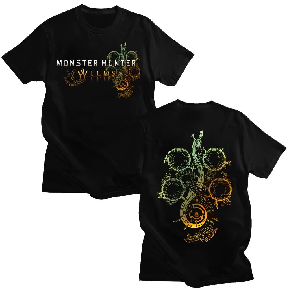 Trička s logem Monster Hunter Wilds Horká hra Nové pánské bavlněné topy Unisex Kulatý výstřih Krátký rukáv Módní Estetické Y2K Tričko