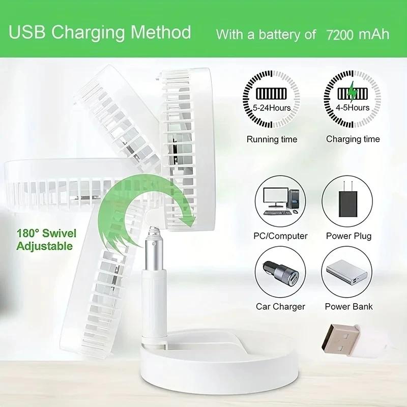 Retractable USB Charging Folding Portable Mini Electric Fan Dormitory Outdoor Cooling Appliances Adjustable Home Fans