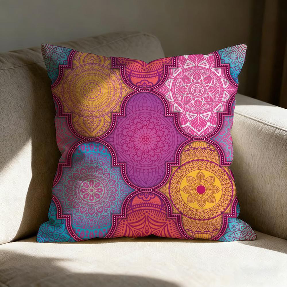 Mandala Style Decorative Pillow Case Linen Pillow Covers Cover For Couch Living Room Bench Patio Floor Linen Home Decor