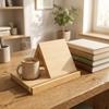 2-in-1 Dreieckiger Holz-Buchhalter Dekorativer Lese-Ständer Minimalistisches Magazinregal Bett Schreibtisch
