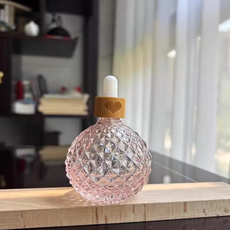 100ML Large Capacity Glass Essential Oil Dropper Bottle with Bamboo Lid