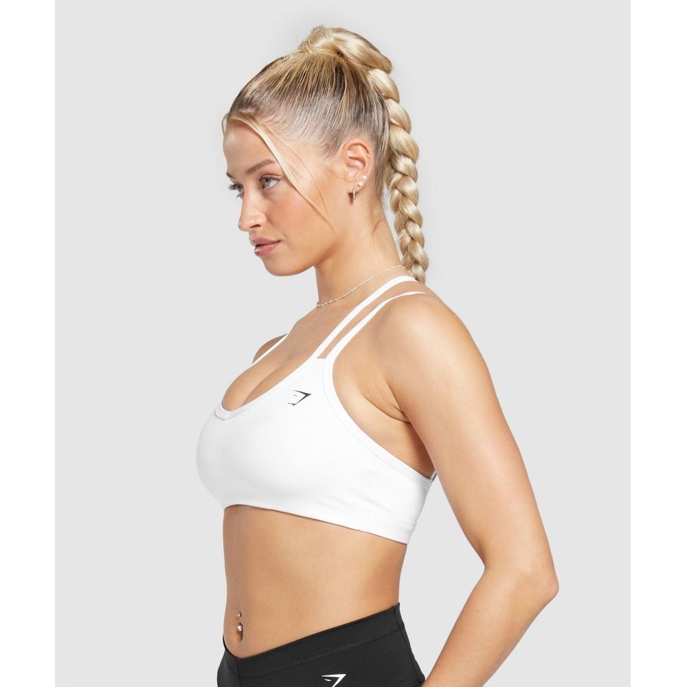 Gymshark Strap Feature Sports Bra White B8a6a Wb57