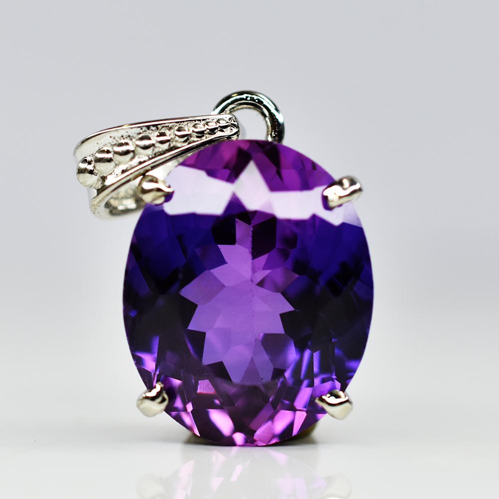 

27.5 Ct Purple Tanzanite 925 Sterling Silver Natural Pendant Gemstone CERTIFIED my. pd-17-k