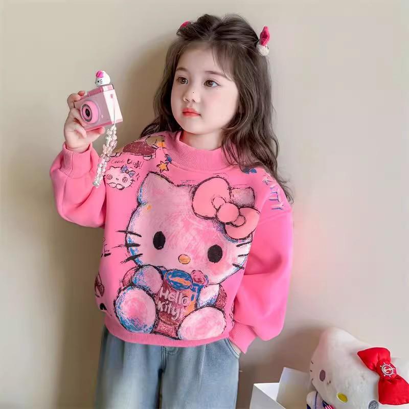 Girls' Fleece-Lined Sweatshirt: Autumn/Winter 2025 Trendy Children's Base Layer.