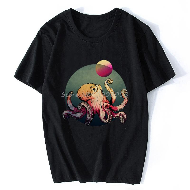 Deep Sea Octopus Funny Vintage TShirt Casual Cotton Tshirt Oversized Unisex Tops Unisexs Clothes Fitness T Shirt