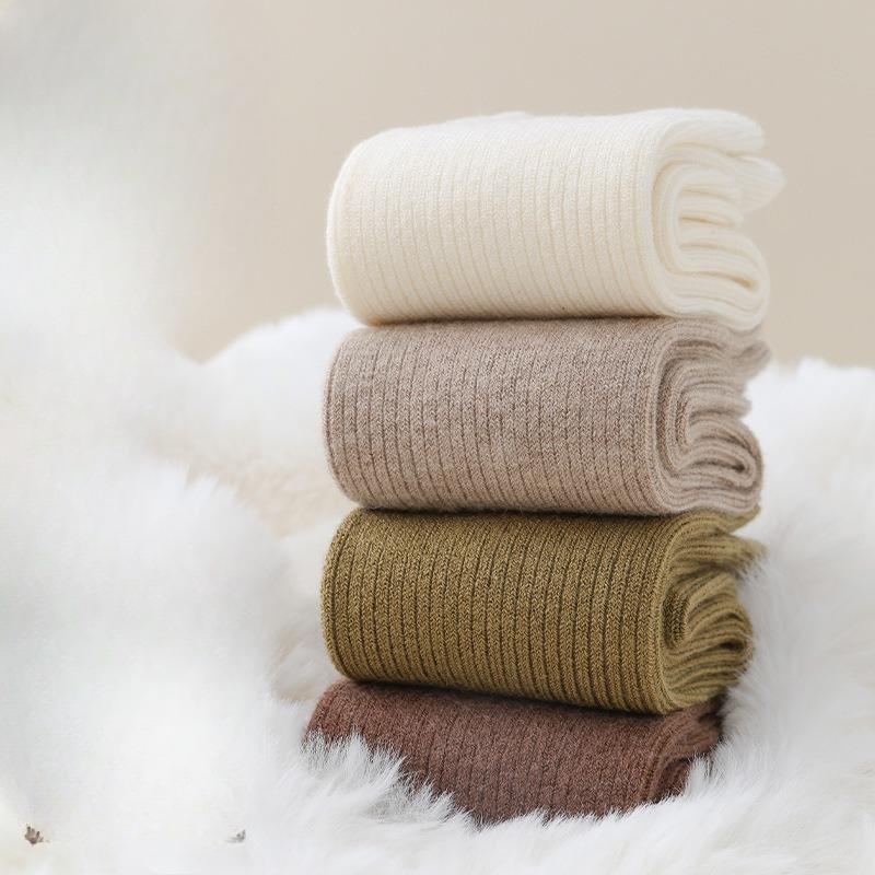 Wool Socks for Women, Thickened with Fleece, Warm and Super Soft, Autumn and Winter Double-needle Cashmere Mid-calf Socks