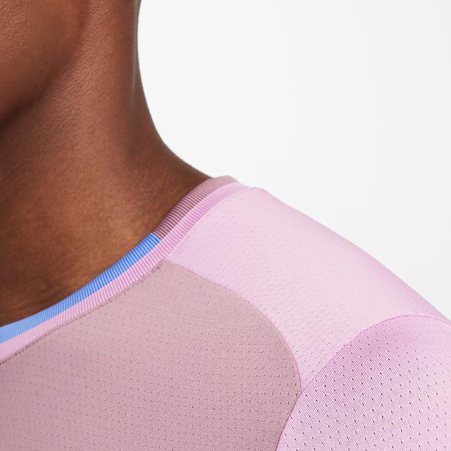 Nike Court Advantage Dri-Fit Comfortable Breathable Stretch Short Sleeve Tennis Shirt Men Tops Dusty-Pink Royal-Pulse White FD5320-523