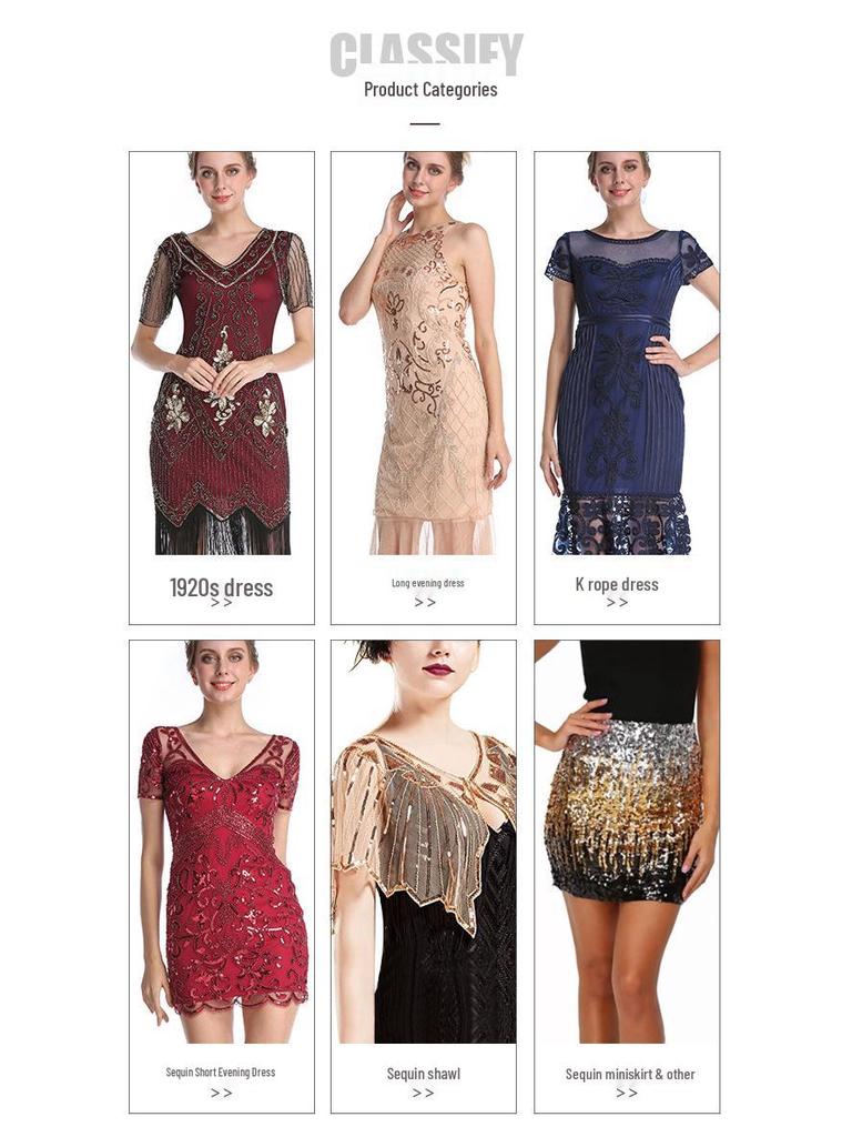 1920s Sequin Tassel Flapper Dress for Banquet, Party, or Dance Performance