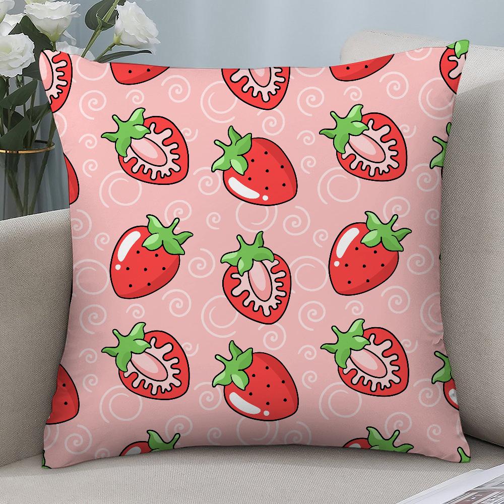 Cute Strawberry Pillow Case 3D Print Polyester Fiber 4040 cm Home Sofa Throw Pillow Cover Decoration Festival Gift