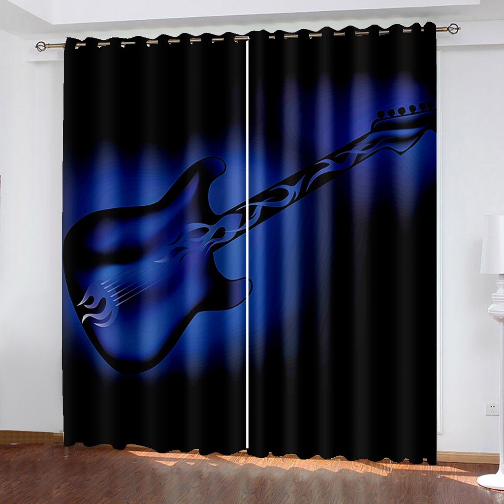 Stylish Bass Thin Graffiti Window Curtains In Youngsters Bed Chamber Living Living Space Hall Treatments Kitchen Decoration Drapes Blinds Rock Music