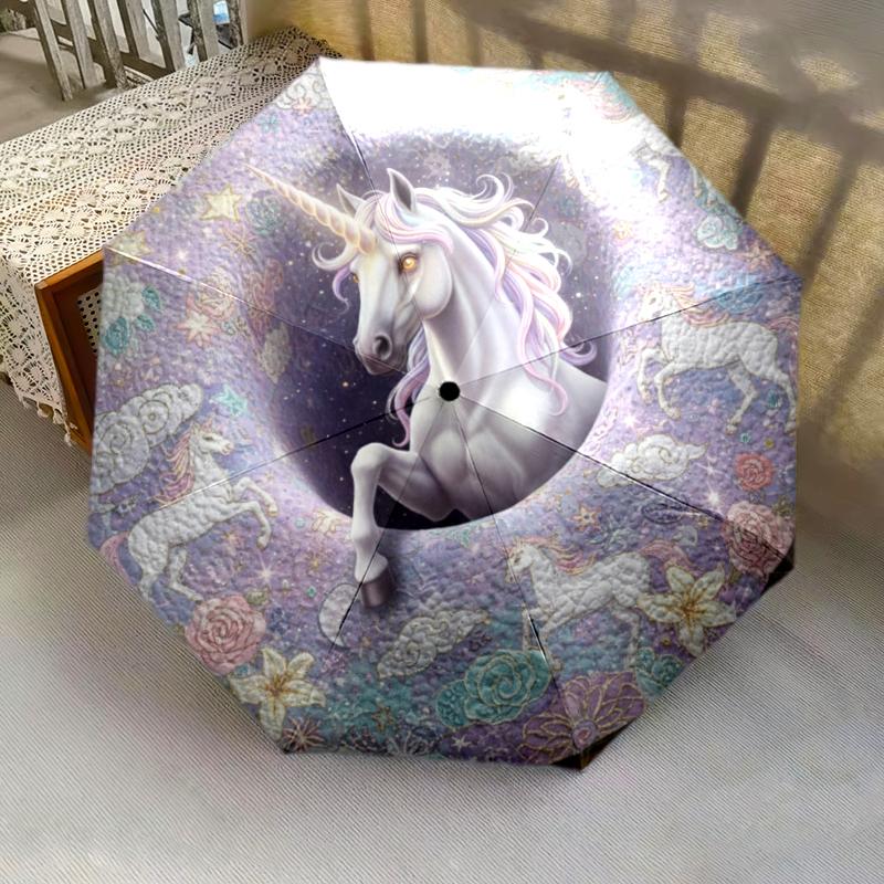 1 PC Automatic Folding Umbrella - Cartoon Pattern, Portable & Foldable Design with 8 Ribs, Christmas Birthday Gifts