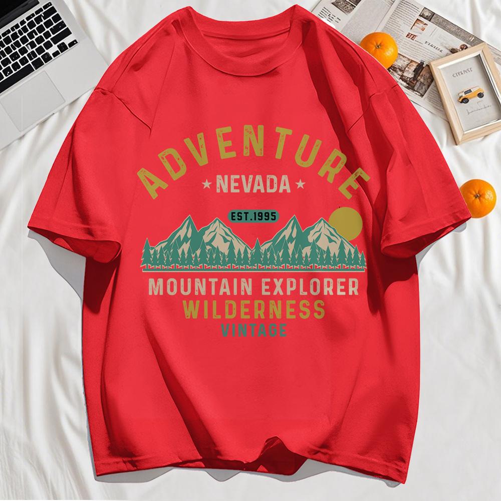 

Adventure Nevada Mountain Print Unisexs T Shirts Hip Hop Summer TShirt Casual AllMatch Clothes Fashions Loose Cotton Sportswear S