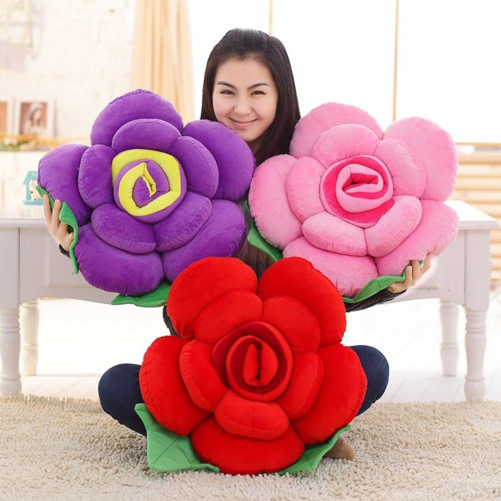 

Flower Shaped Throw Pillows 3D Cushion Exquisite Rose Pillows Sofa/Bed 15cm рожевий