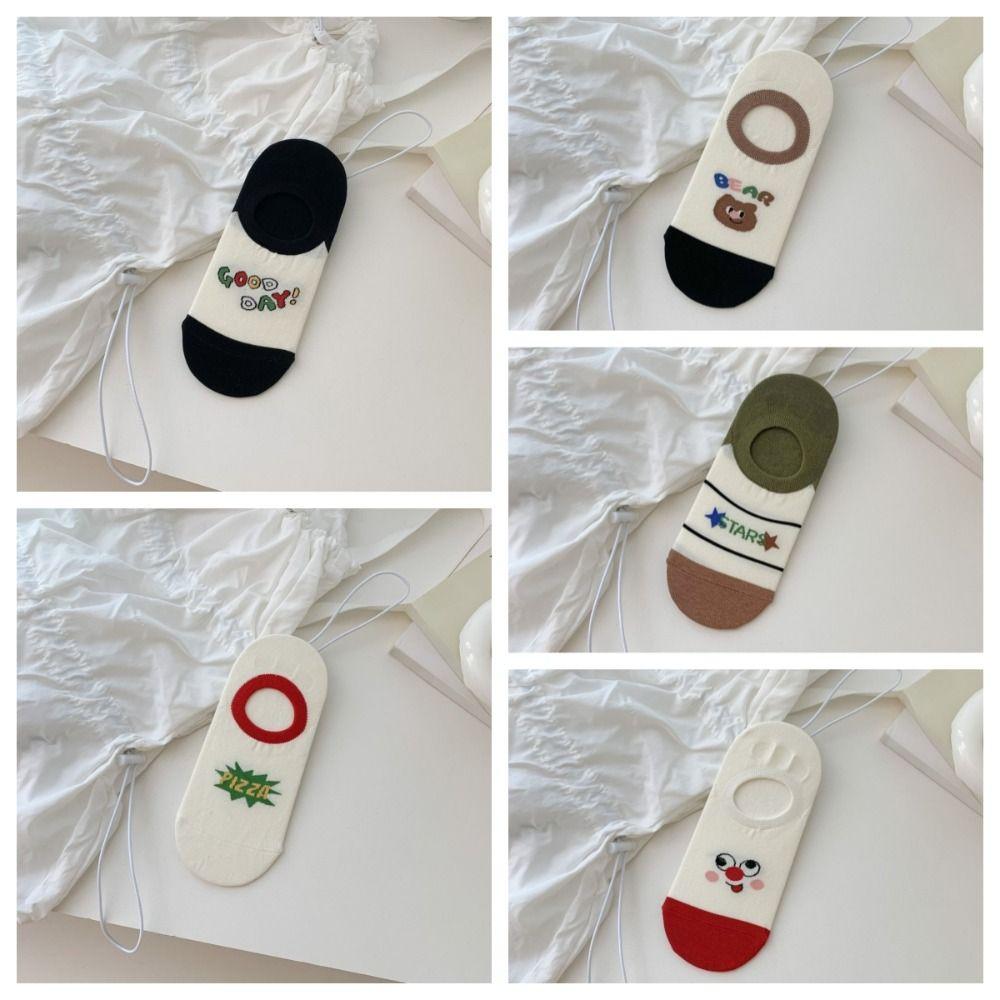

3Pairs Cute Ankle Thin Socks Sweat Absorption Invisible Socks Women Kawaii Cotton Boat Socks Girls 3Pairs A