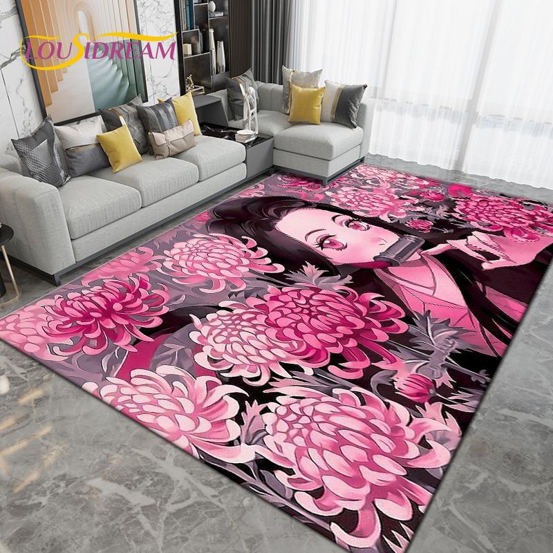Cartoon Demon Slayer Area Rug Large,Carpet Rug for Living Room Children's Room Decoration,Kids Play Crawl Non-Slip Floor Mat