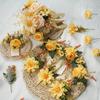 8PCS Yellow Artificial Wedding Flowers Set Bridal Bouquet Boutonnieres Corsage for Wedding Ceremony Anniversary Prom Decor