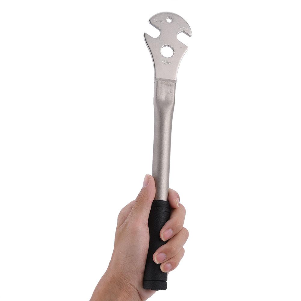 Steel Alloy 35cm Bicycle Long Handle Foot Pedal Removal Wrench Tool with 15mm Slots
