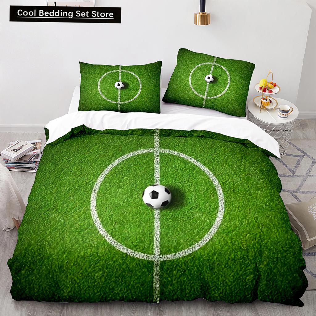 Football King Queen Duvet Cover 3D Soccer Bedding Set for Kids Teens Adult Ball Game Quilt Cover Sport Fans Soft Comforter Cover