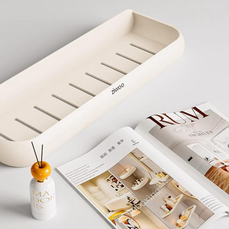 Wall-Mounted Punch-Free Bathroom Shelf for Toiletries and Vanity Storage