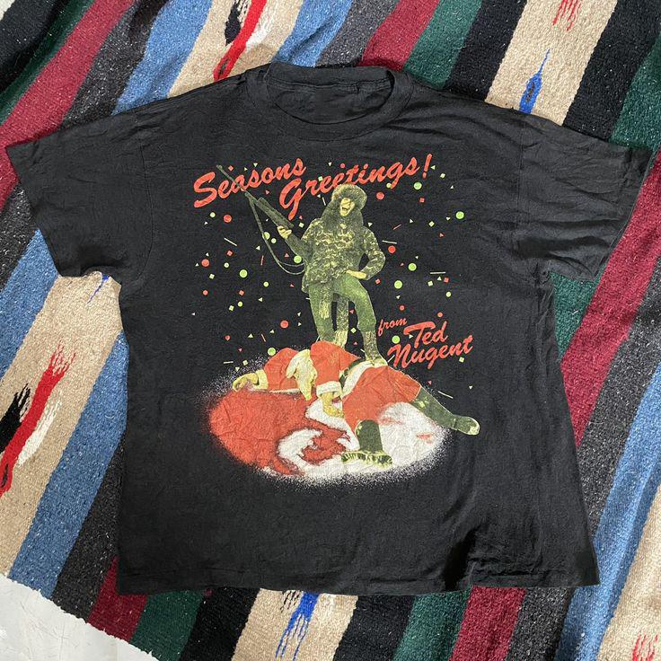 VINTAGE 90S TED NUGENT Christmas X-mas Gift PA164 FREE SHIPPING Unisex T-Shirt M