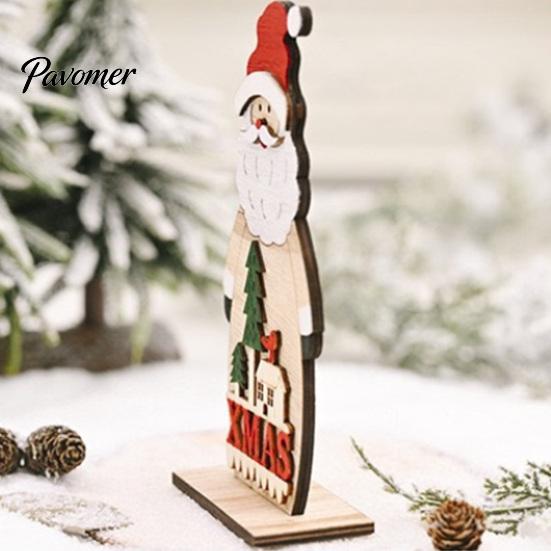 Handmade Tiered Wood Trays Nordic Style Wooden Christmas Ornaments, Cute Santa Claus/Snowman/Reindeer Party Home Accents Figurine for Holiday