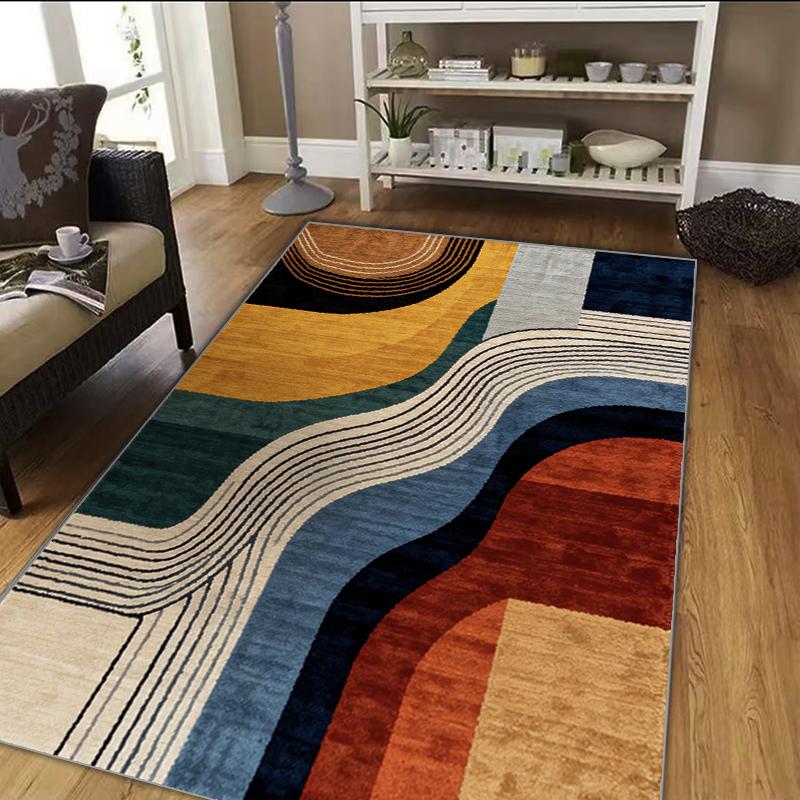 RAKKS Modern Geometric Crystal Rug - Abstract Line Art Design, Smooth Low Pile Velvet, Non-Slip for Contemporary Living Room