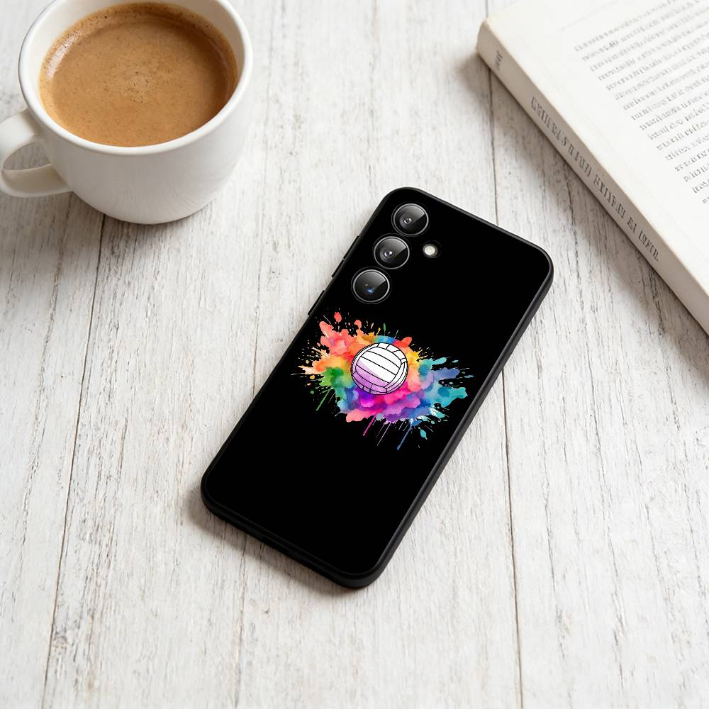 Volleyball Painted  Phone Case Black Silicone Soft For Samsung Galaxy A73,A72,A71,A70,A53,A52,A51 Samsung a51 4g