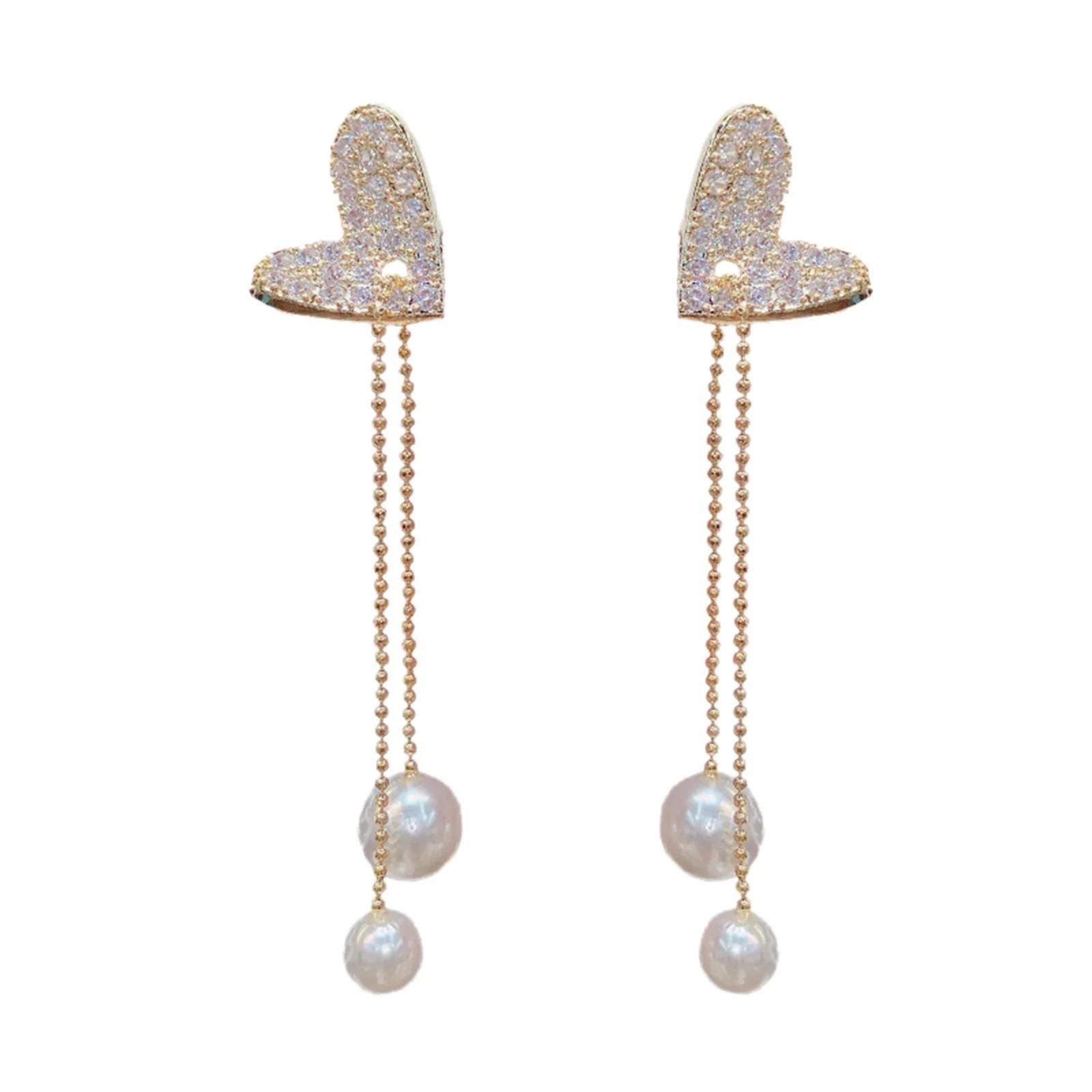 

Модные серьги с жемчужинами в форме сердца и кисточками, серьги и серьги