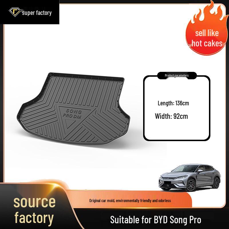 Waterproof and Wear-Resistant Trunk Mat for 2016-2021 BYD Song and 2019-2025 Song PRO Models.