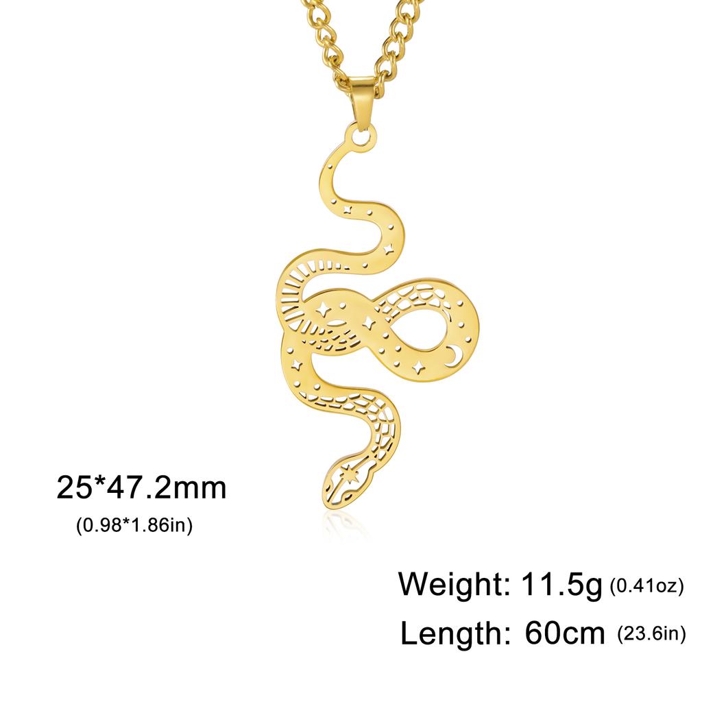 Stainless Steel Snake Animal Necklace with Tail Snake Gothic Rock Men's Pendant Necklace Aesthetic Jewelry Birthday Gift