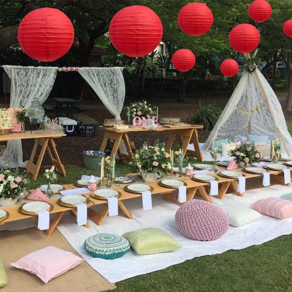 10-40cm Chinese Lanterns Ball Paper Hanging Lanterns Lighting Hanging Round Lantern New Year