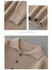 Men's Pure Wool Polo Collar Cardigan: Loose, Button-Up, Business Casual Cashmere Knit Sweater