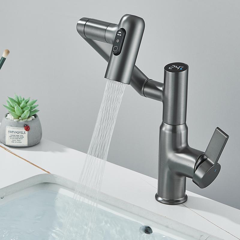 Digital Display LED Basin Faucet 360 Rotation Multi-function Stream Sprayer Hot Cold Water Sink Mixer Wash Tap For Bathroom