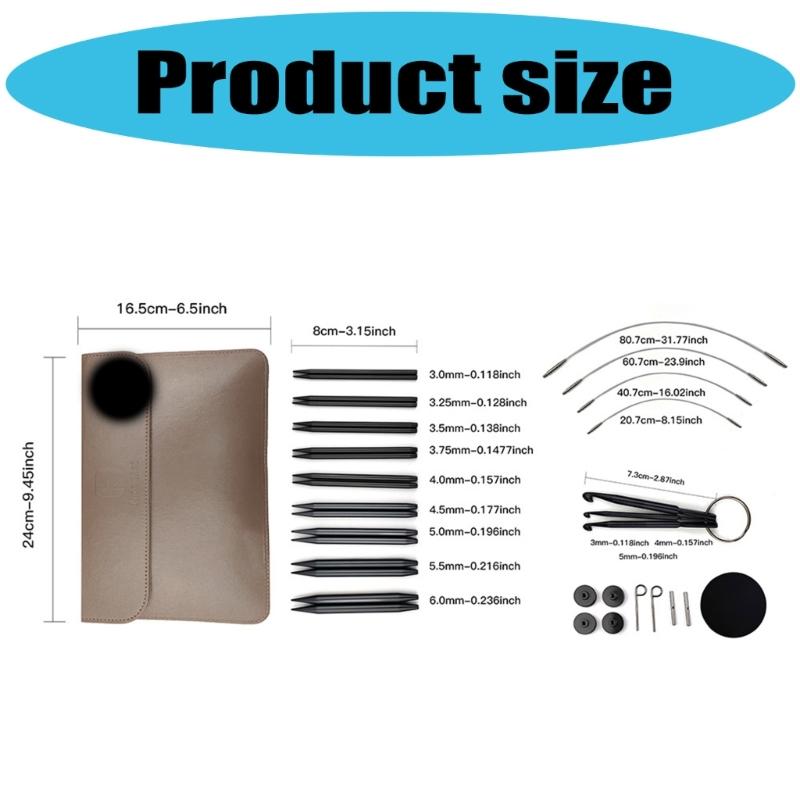 Interchangeable Circular Knitting Needle Set with Case and Accessories From 3.0mm to 6mm Knitting Needle Crochet Hook