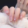 Flower Pearl Setting Pink Long Fake Nails Lightweight and Easy To Stick Fake Nail for Fingernail DIY Decoration