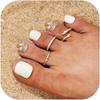 Toe Rings for Women Non Tarnish 14K Gold Filled Adjustable Toe Ring Set Daisy CZ Plain Hug Triple Open Band Ring Summer Beach Foot Jewelry for Women