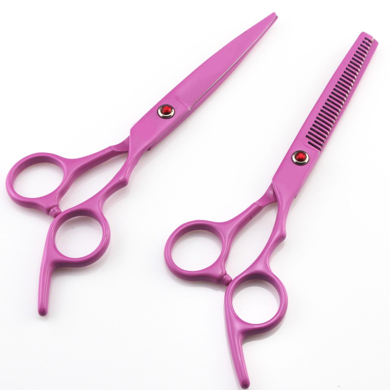 6.0 inch, pink, paint, hair scissors, hair scissors, flat scissors, bangs scissors, thin scissors ji flat scissors