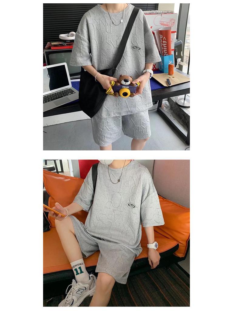 Men's Summer Loose Fit Waffle T-Shirt - Short-Sleeve Casual Teen Style